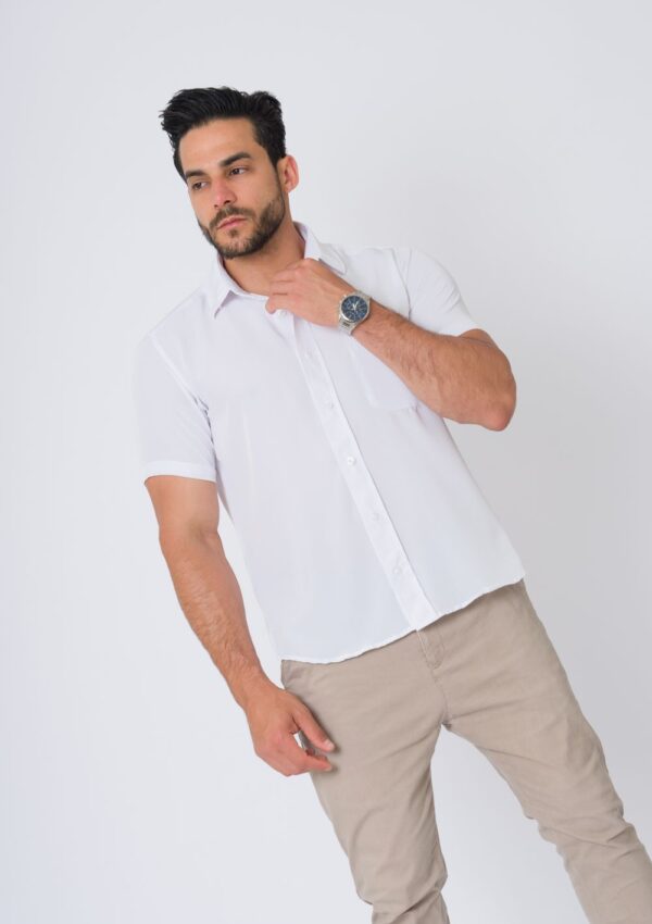 Camisa Manga Corta Regular Fit - Blanco